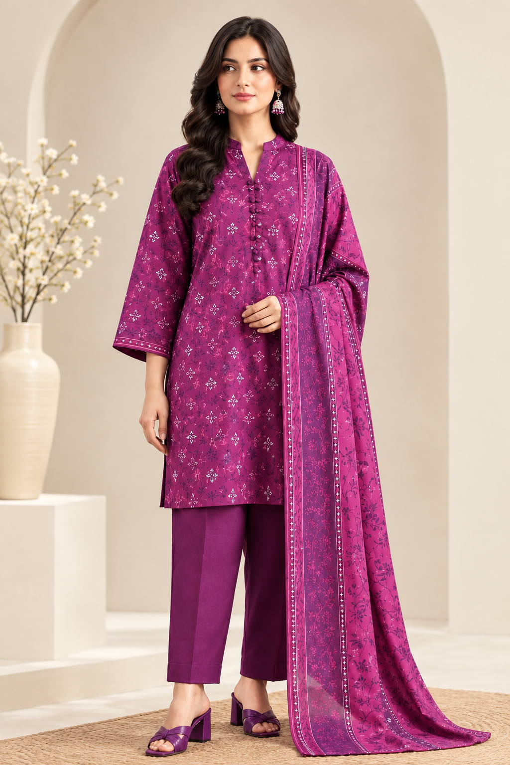 Saya Unstitched Printed Khaddar 3 Pc