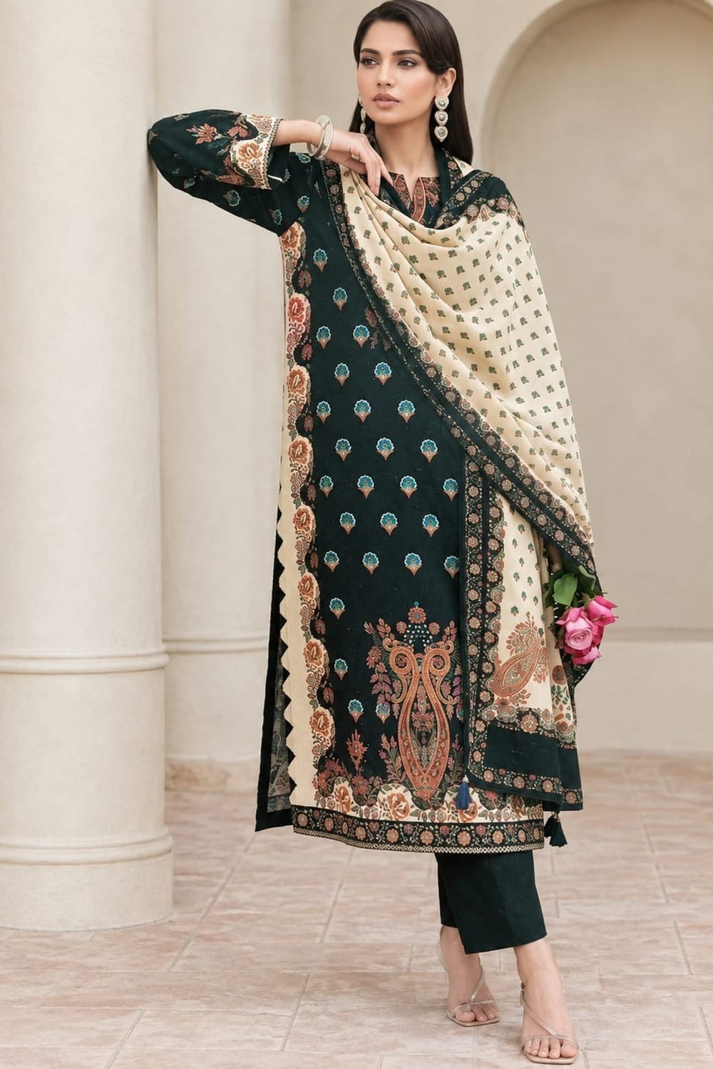 Raiha Unstitched Printed Linen 3 Pc