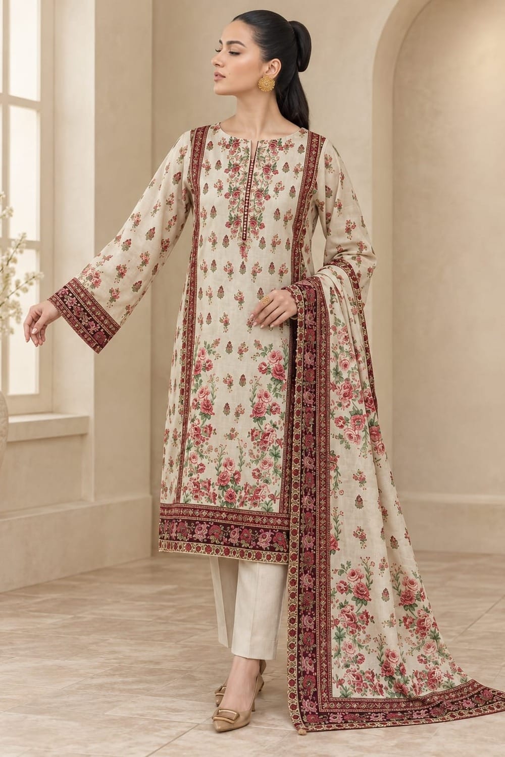 Raiha Unstitched Printed Linen 3 Pc