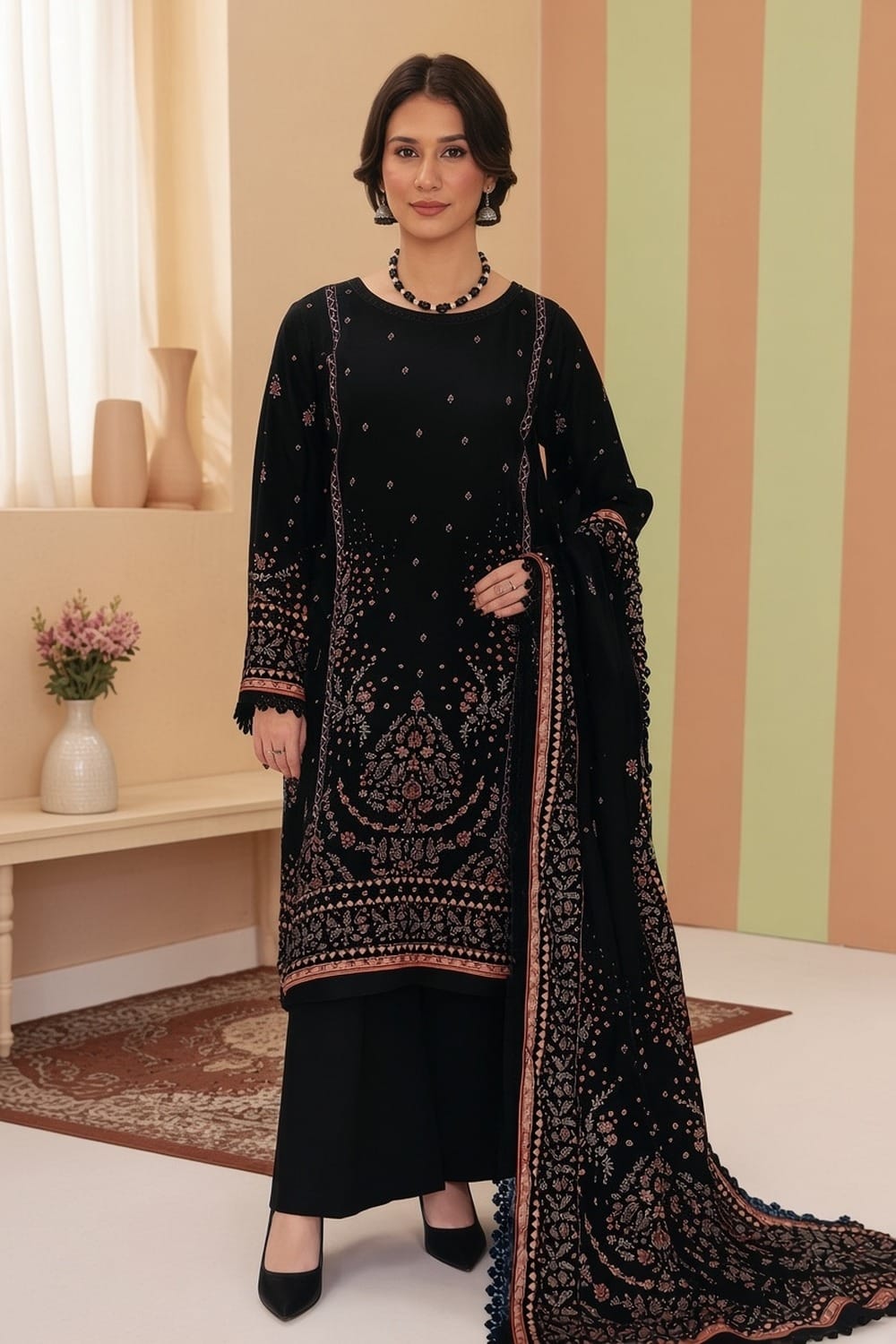 Rabbi Unstitched Printed Linen 3pc