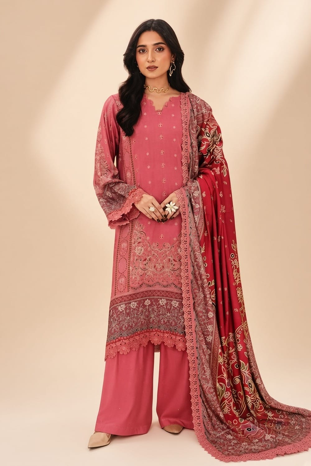 Rabbi Unstitched Printed Linen 3pc