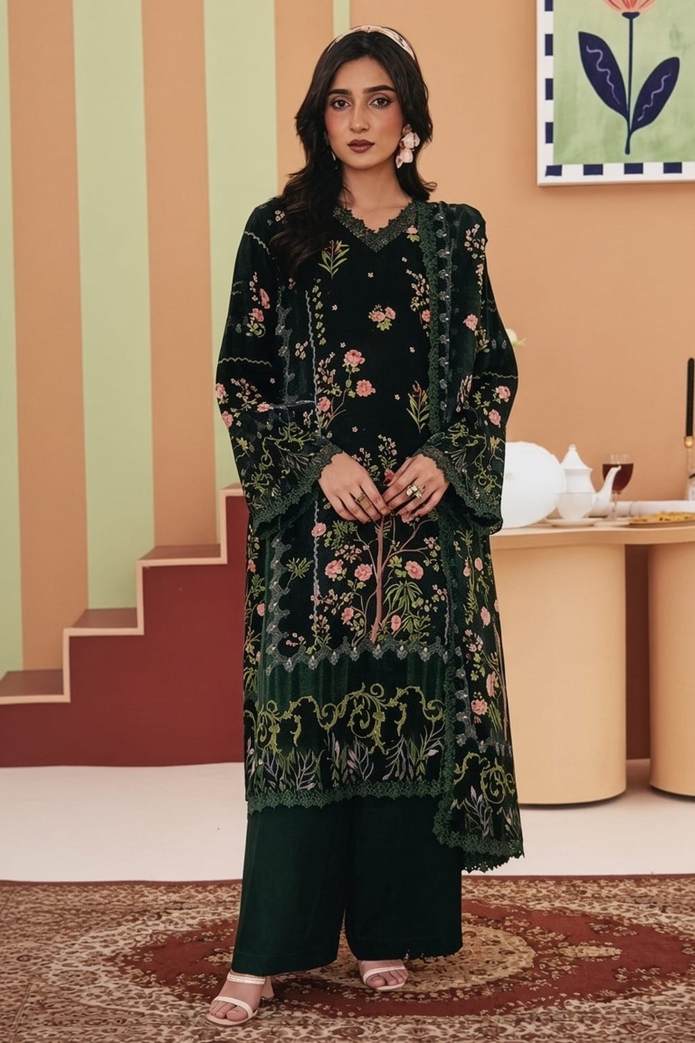 Rabbi Unstitched Printed Linen 3pc