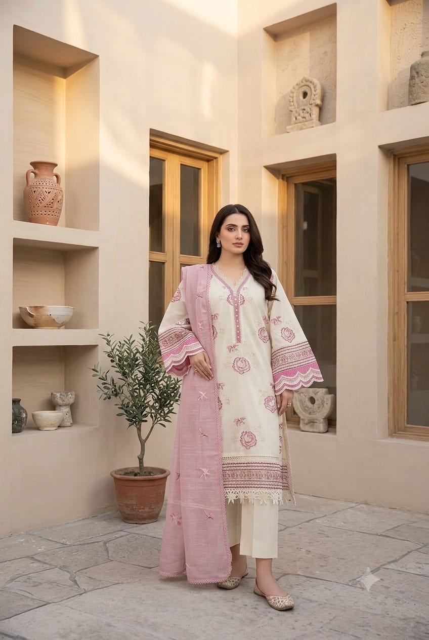 Johra (Khimar) Embroidered Lawn With Embroidered Jacquard Lawn Dupatta