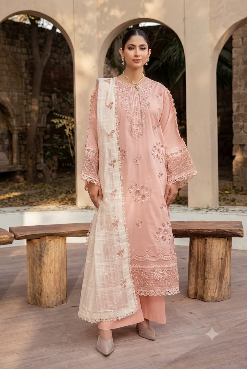 Johra (Mahrin )Embroidered Lawn Jacquard Lawn Duppata