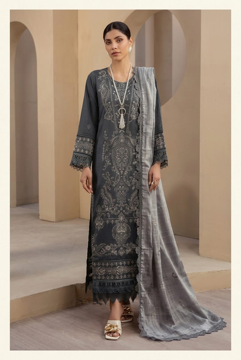 Johra (Mahrin )Embroidered Lawn Jacquard Lawn Duppata