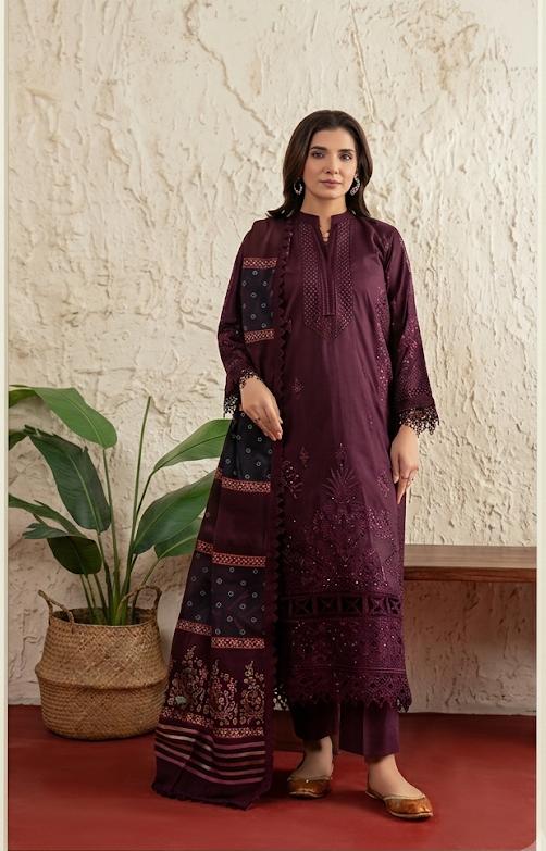 Johra (Poshak) Embroidered Lawn With Jacquard Lawn Dupatta 3Pc