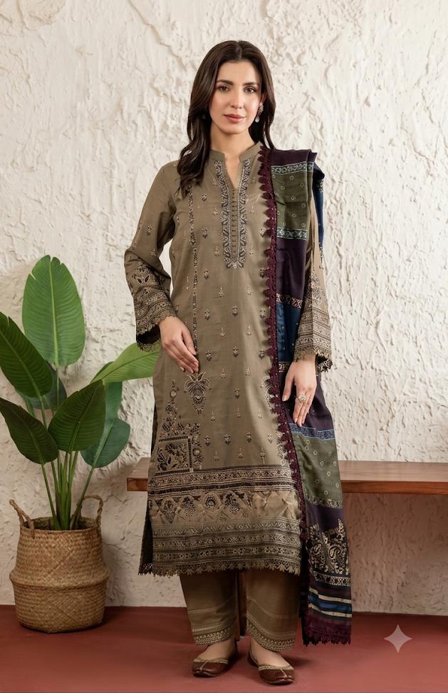 Johra (Poshak) Embroidered Lawn With Jacquard Lawn Dupatta 3Pc