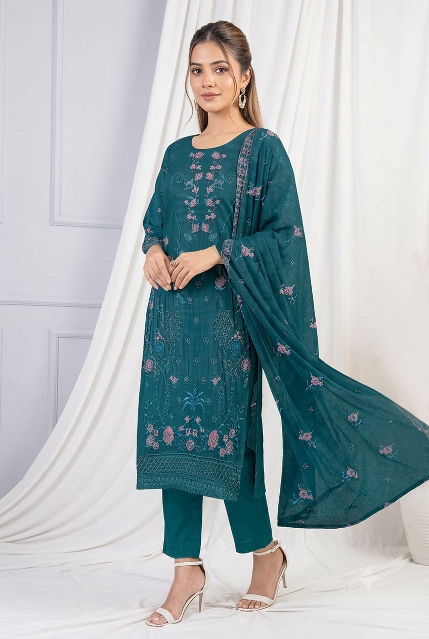 Seline (Graceful) Unstitched Heavy Embroidered Lawn 3pc