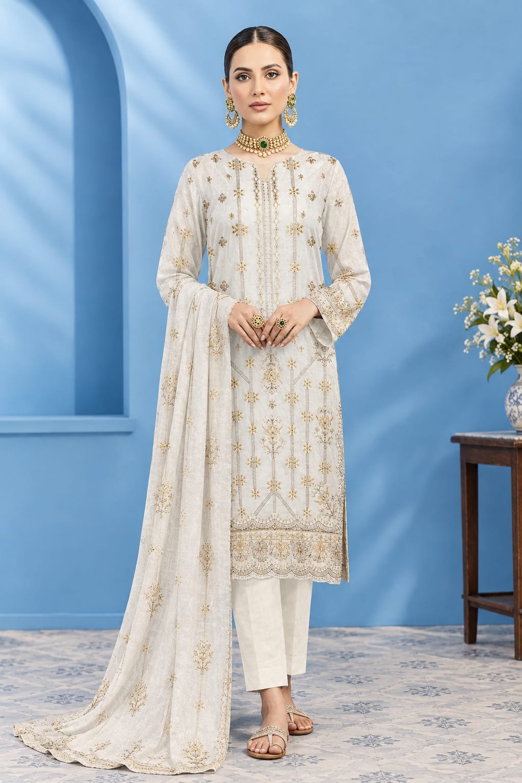 Anaya Hoor (Tahzeeb) Unstiched Embroidered Lawn 3Pc