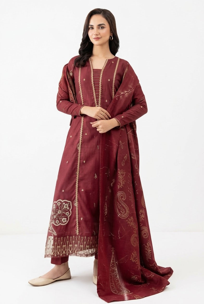 Nishat Unstitched Embroidered Shirt Trouser 2pc