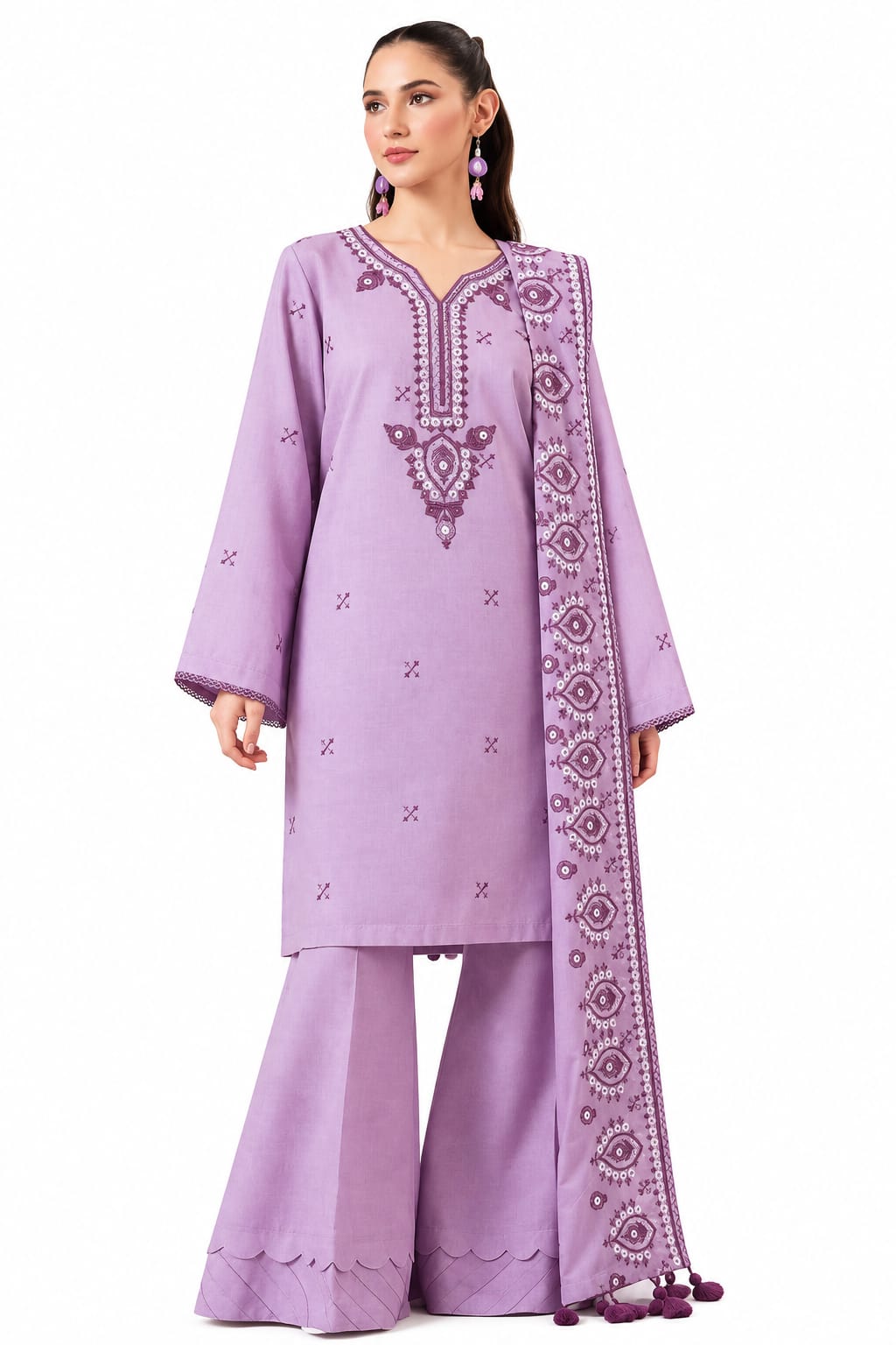 Nishat Unstitched Embroidered Khaddar Shirt Trouser 2pc