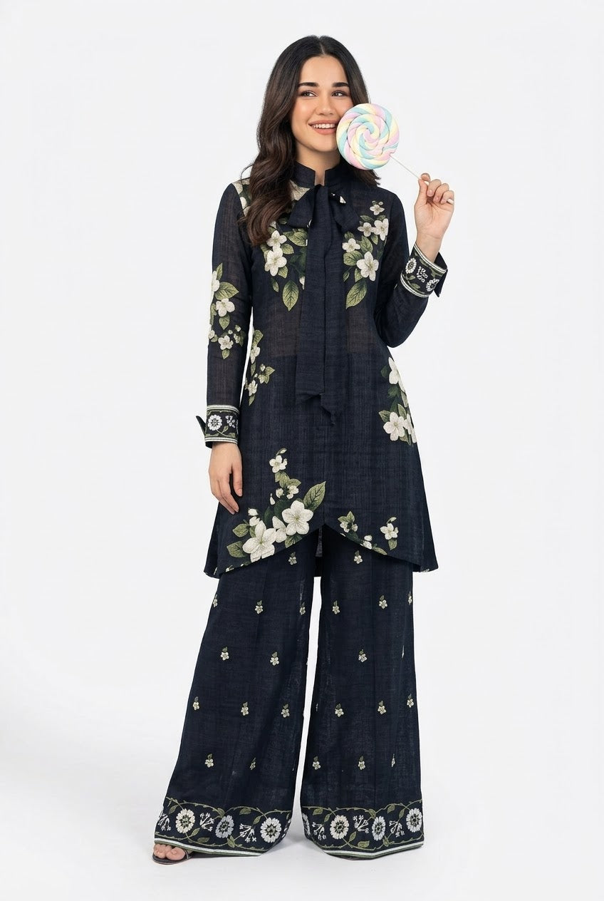 ZESH Winter Essentials Printed Silk Unstitched 2Pc