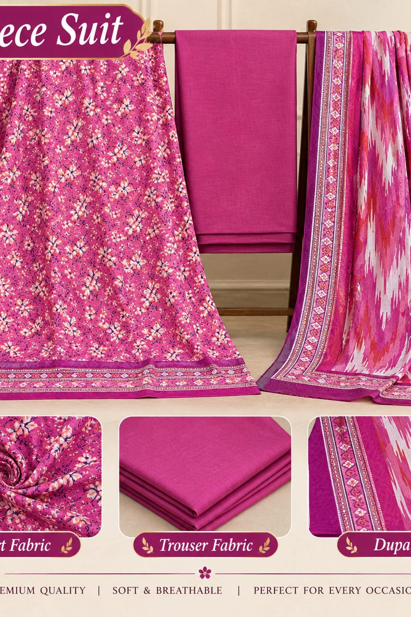 Mix Brand Unstitched Printed Khaddar 3Pc