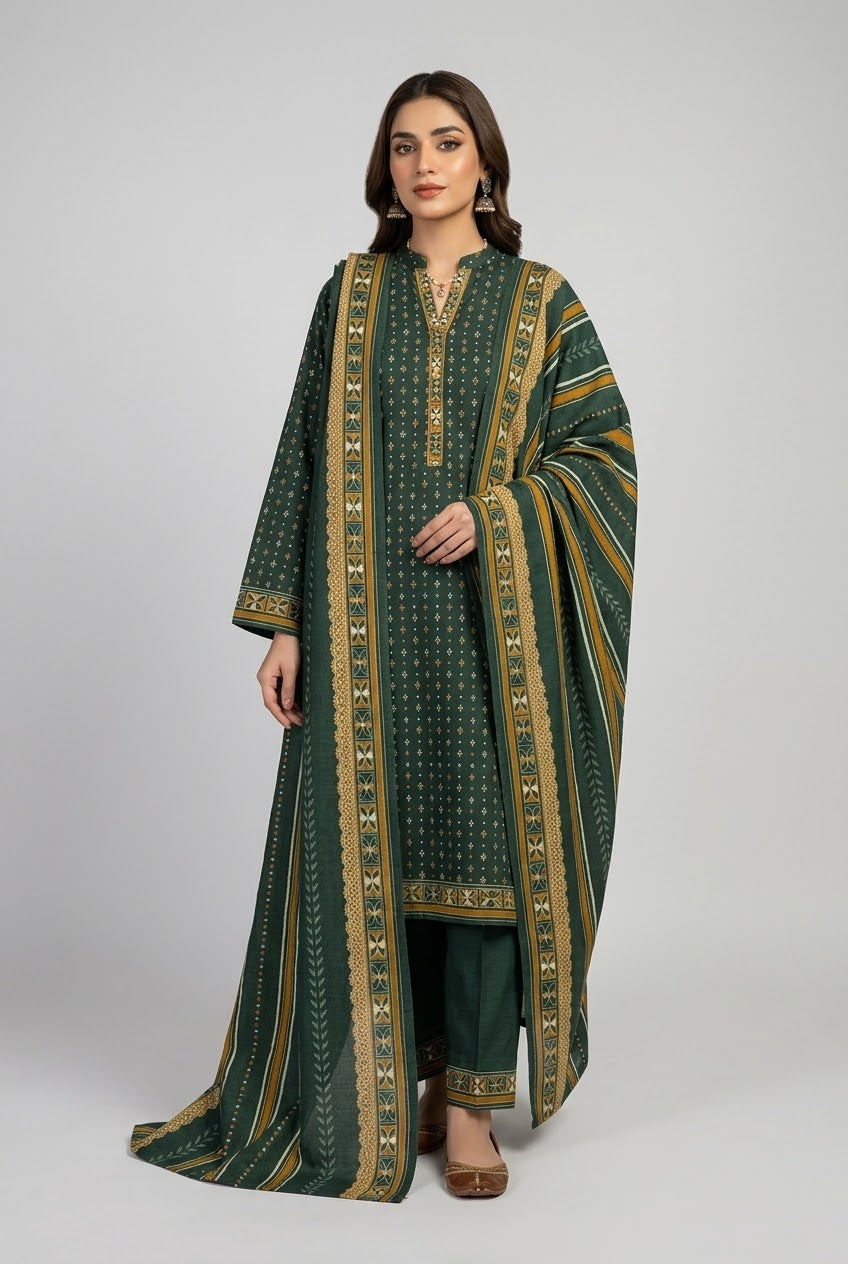 Bin Saeed Stitched Khaddar 3Pc