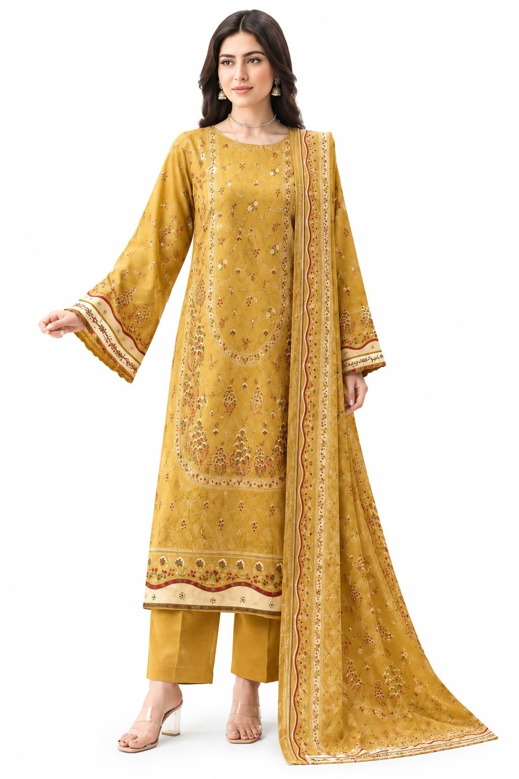 Rabbi Unstitched Printed Khaddar 3pc