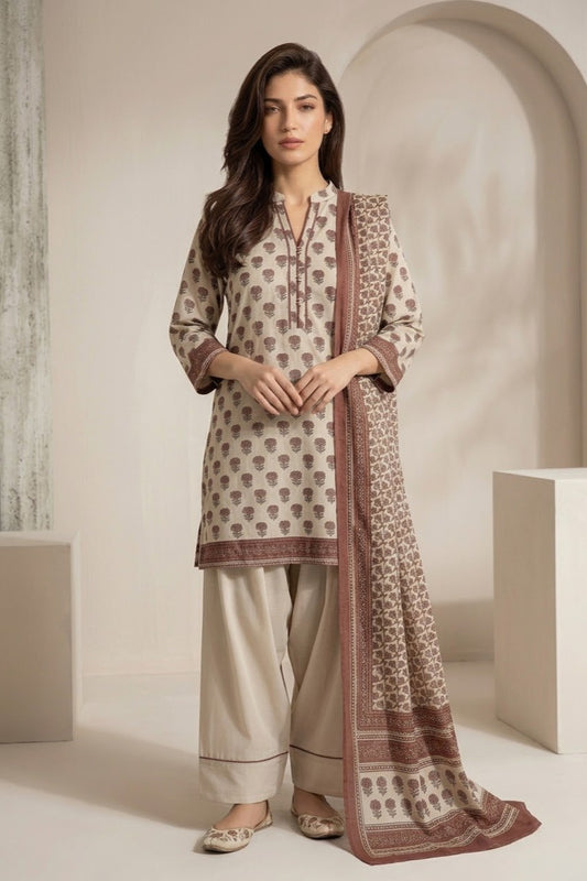 Al Karam Unstitched Printed Cambric Lawn 3pc