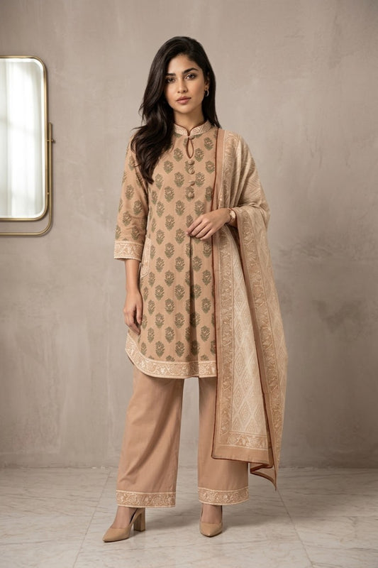 Al Karam Unstitched Printed Cambric Lawn 3pc