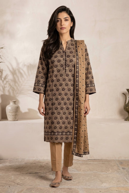 Al Karam Unstitched Printed Cambric Lawn 3pc