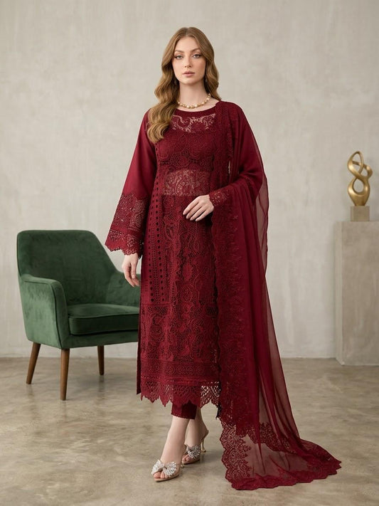 Mahnur Mahrukh Unstitched Luxury Embroidered Lawn 3pc