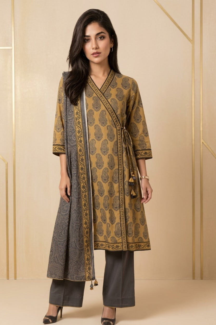 Al Karam Unstitched Printed Cambric Lawn 3pc