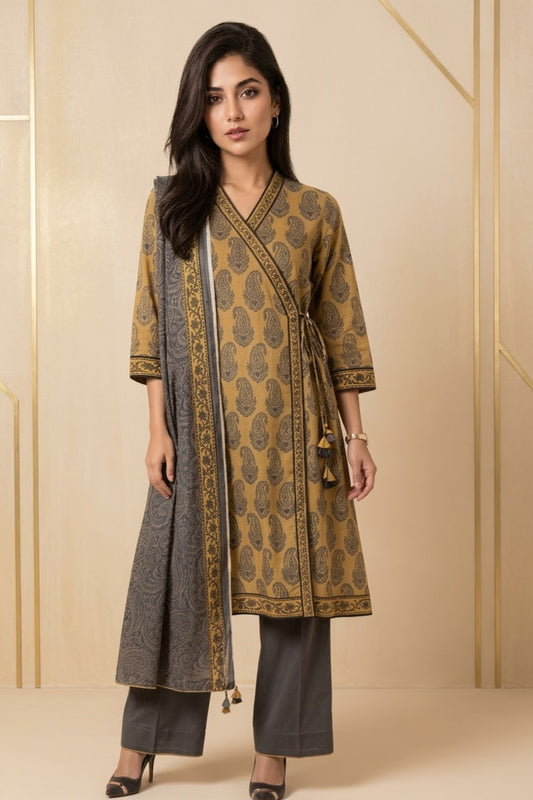 Al Karam Unstitched Printed Cambric Lawn 3pc