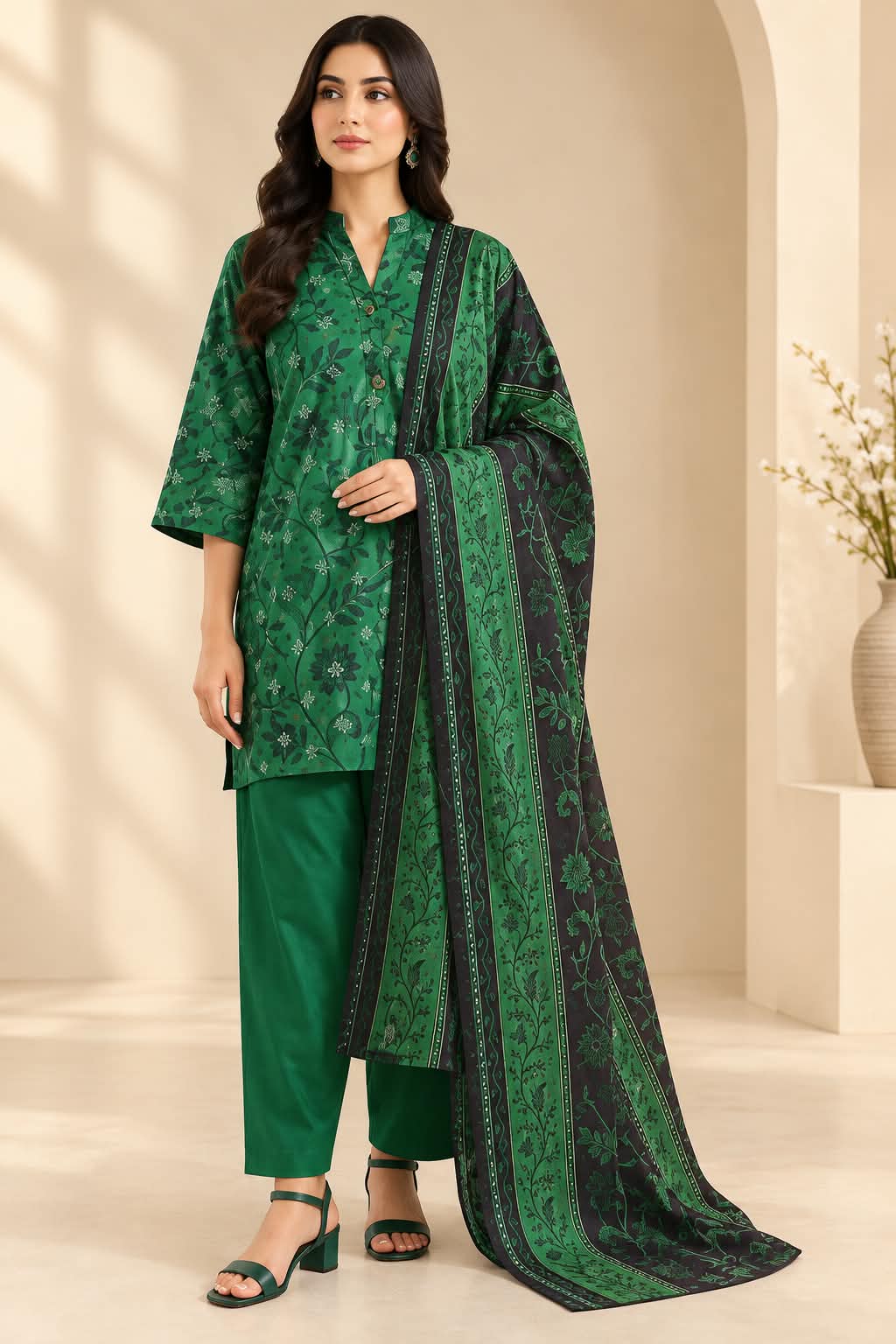 Saya Unstitched Printed Khaddar 3 Pc
