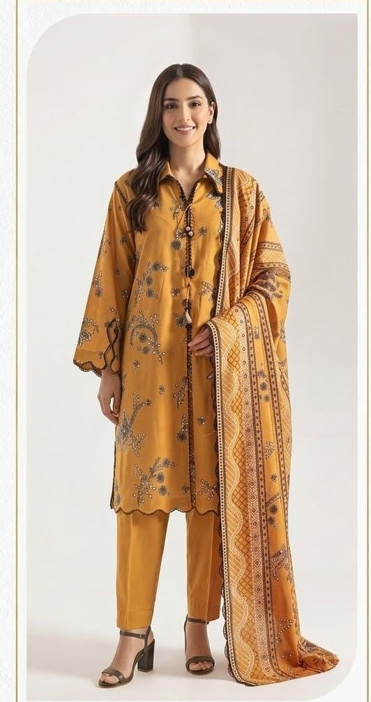 Saya Unstitched Printed Khaddar 3 Pc