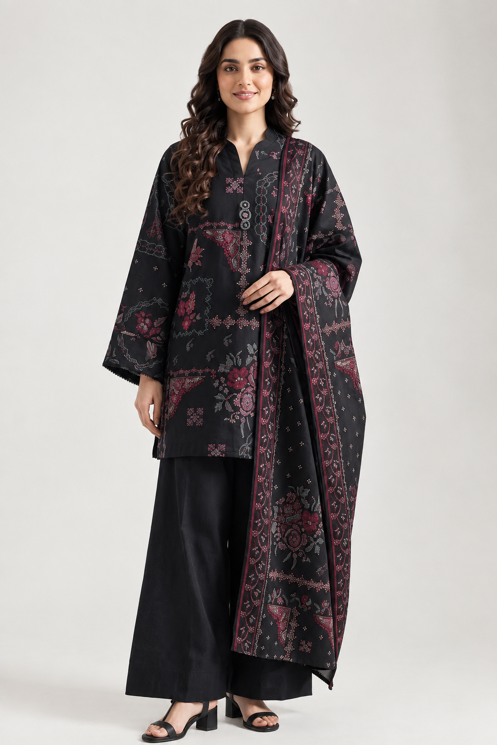 Saya Unstitched Printed Khaddar 3 Pc