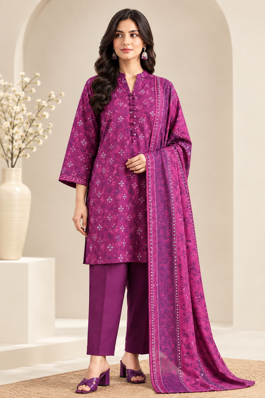 Saya Unstitched Printed Khaddar 3 Pc