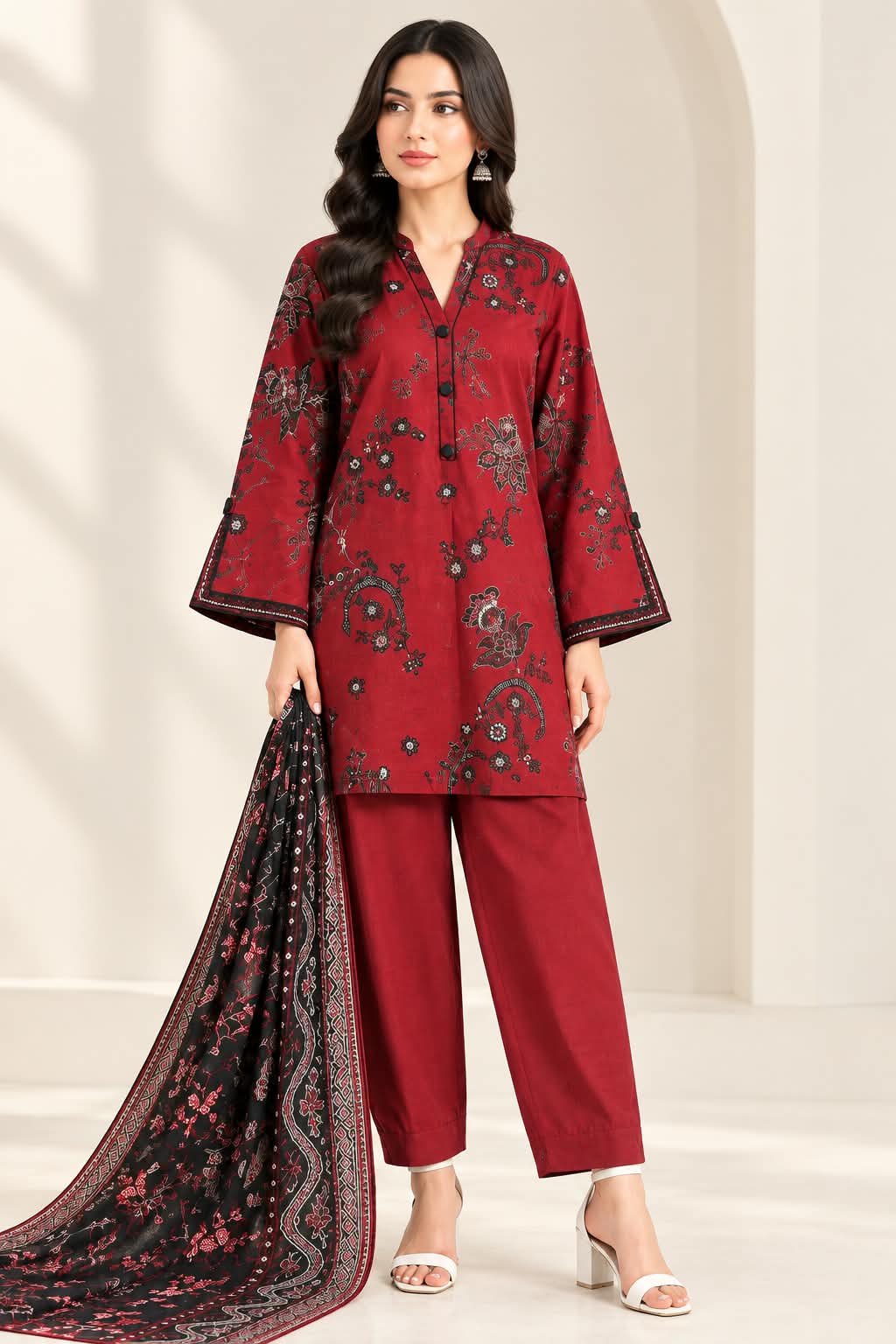 Saya Unstitched Printed Khaddar 3 Pc