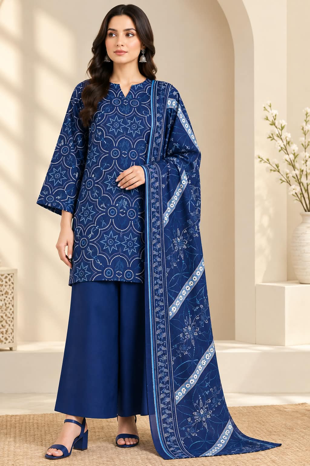 Saya Unstitched Printed Khaddar 3 Pc