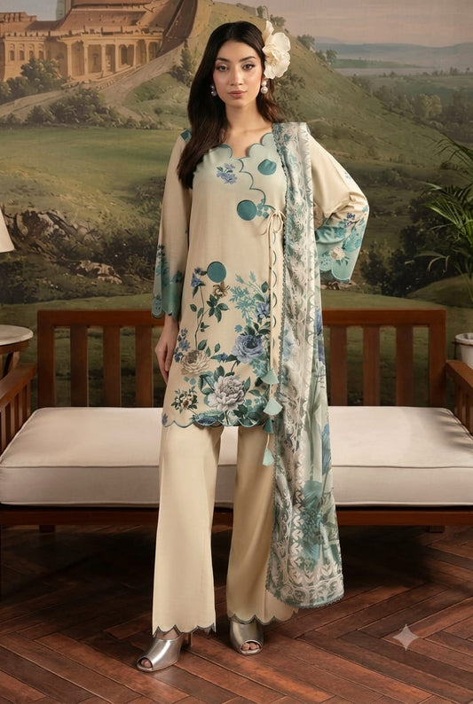 Paltar Unstitched Printed Linen 3 Pc