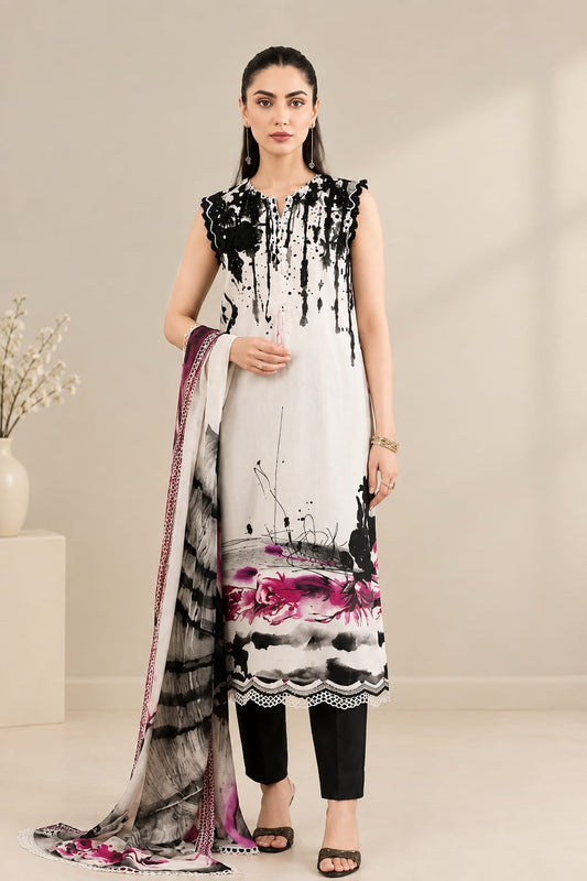 Maria.B Unstitched Printed Linen 3 Pc