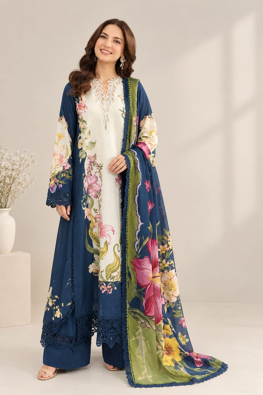 Maria.B Unstitched Printed Linen 3 Pc