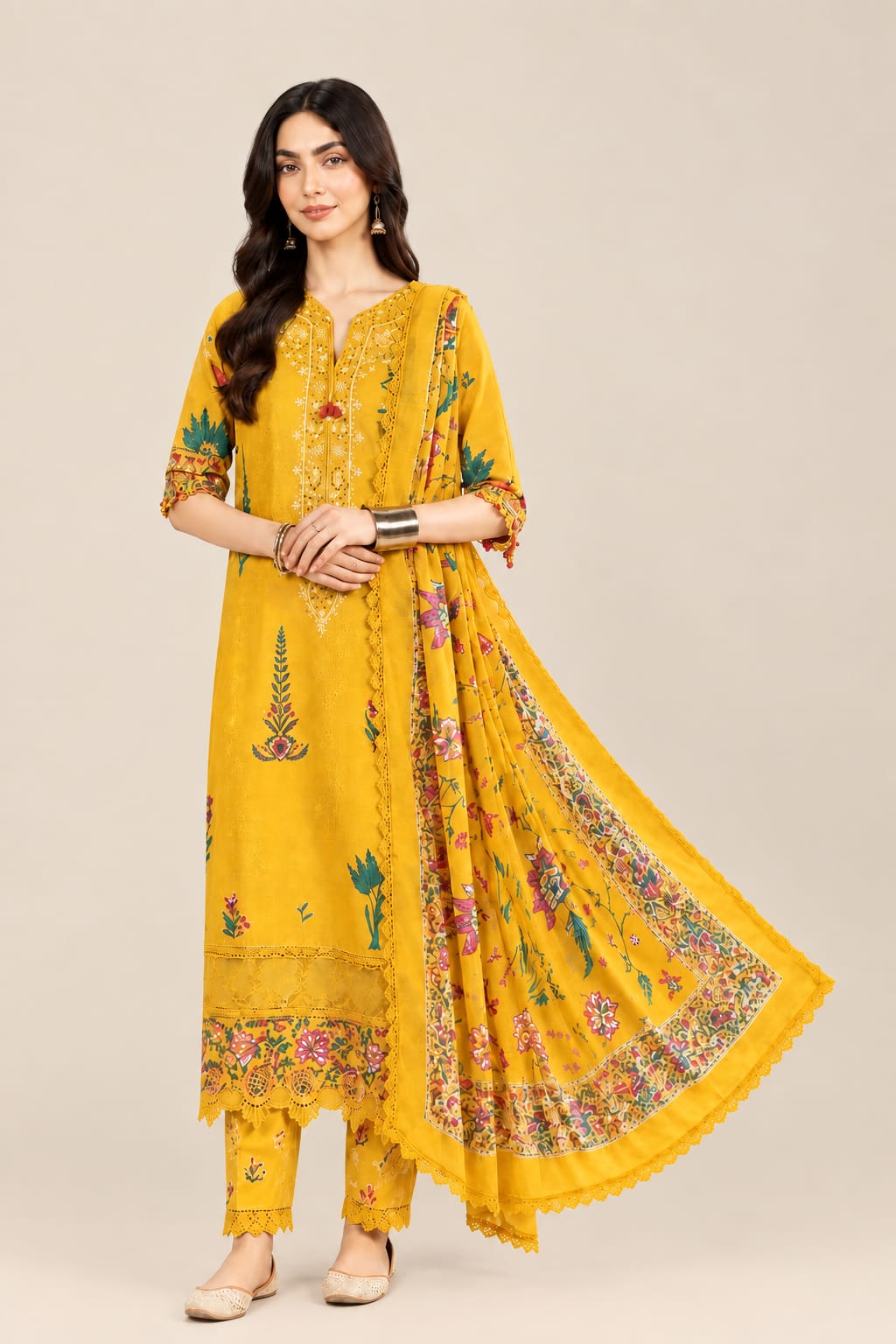 Maria.B Unstitched Printed Linen 3 Pc