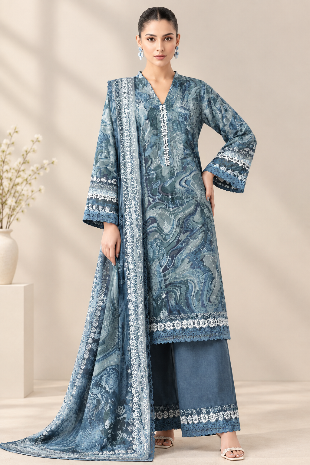 Paltar Unstitched Printed Linen 3 Pc