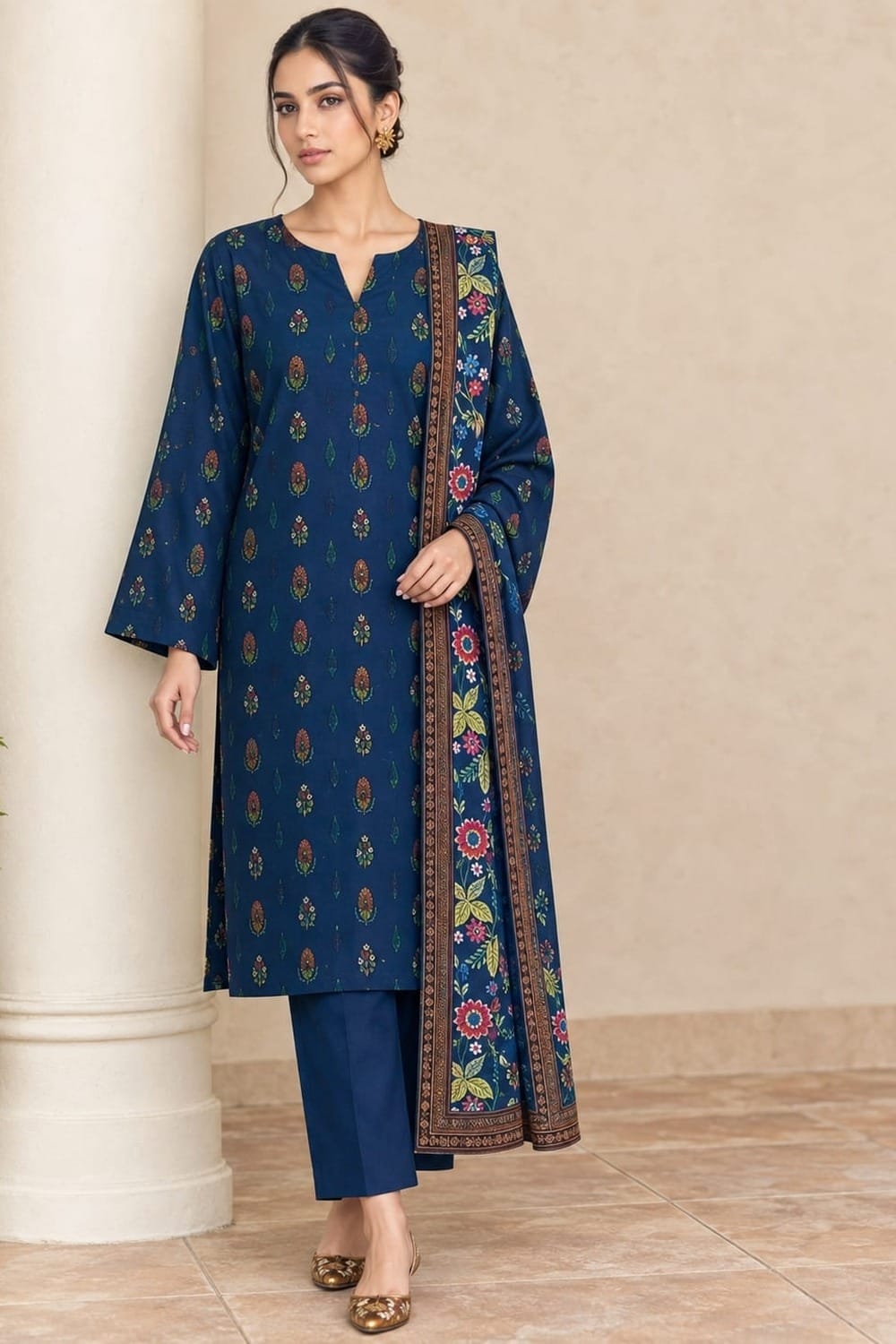 Raiha Unstitched Printed Linen 3 Pc