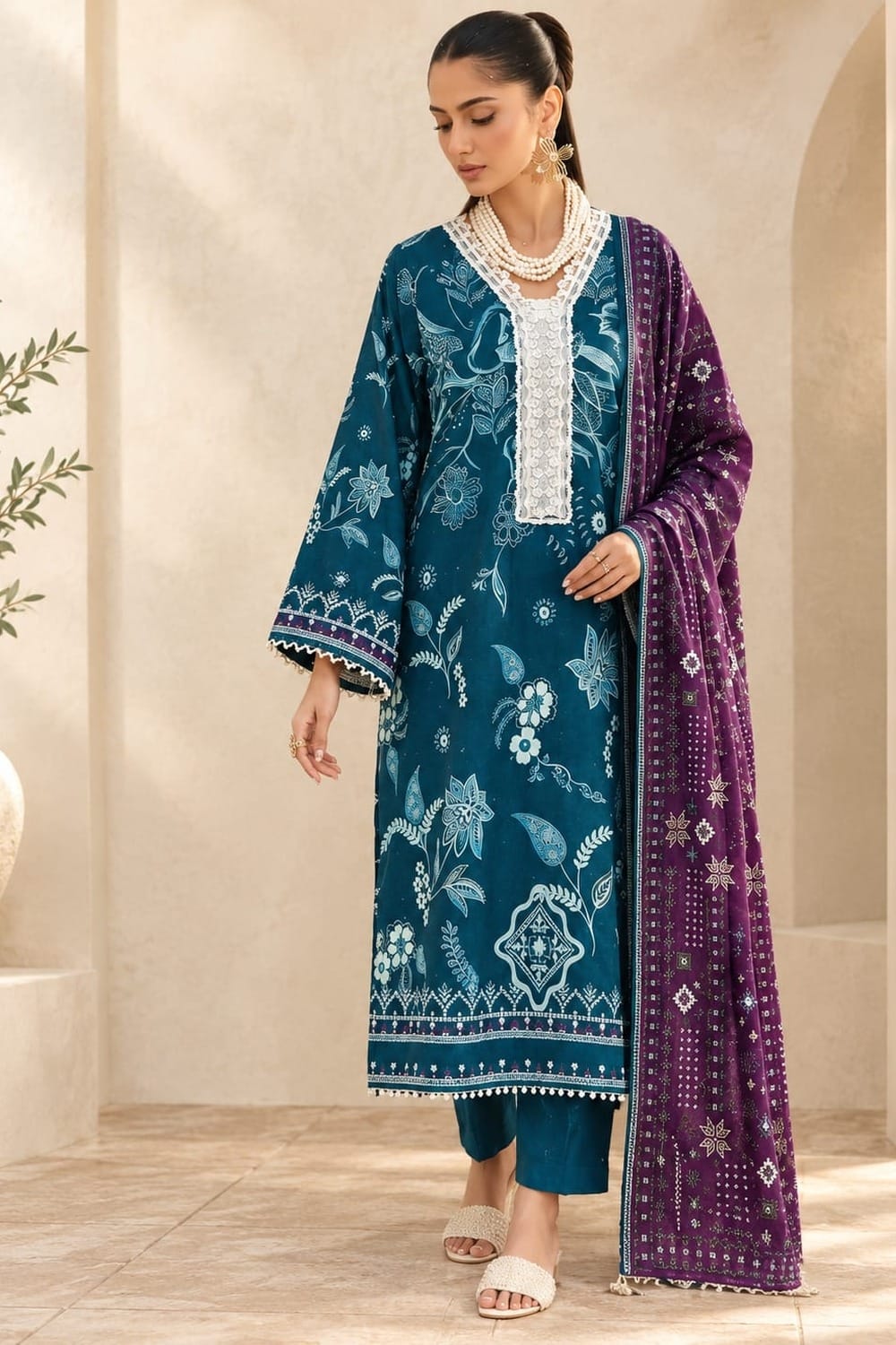 Raiha Unstitched Printed Linen 3 Pc