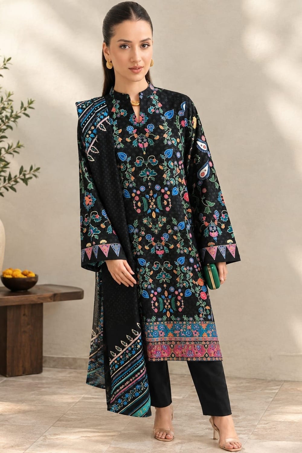 Raiha Unstitched Printed Linen 3 Pc