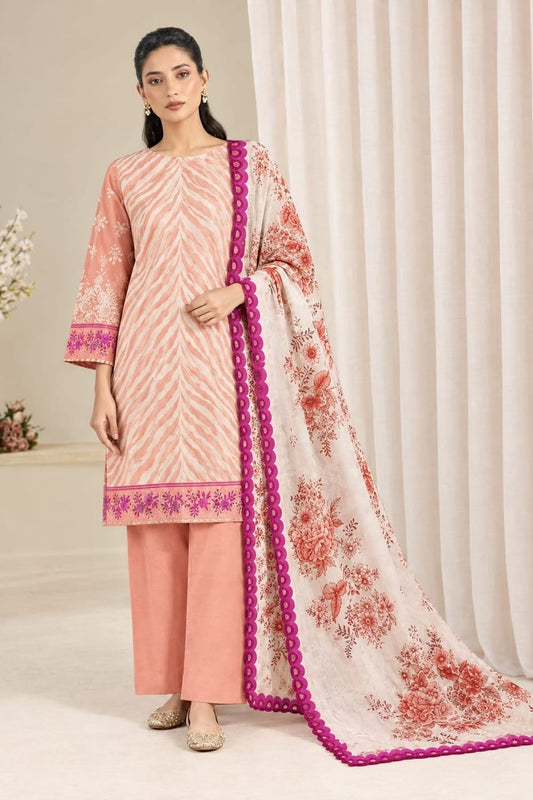 Maneeha Unstitched Printed Linen 3 Pc