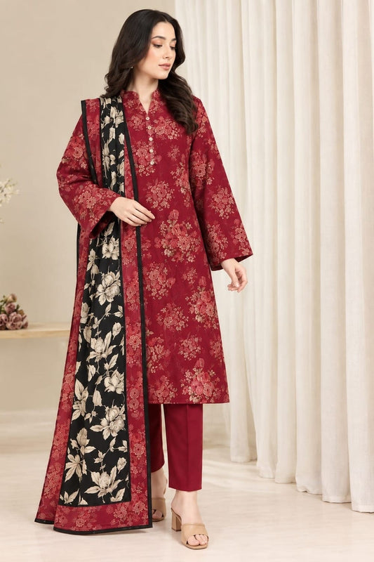 Maneeha Unstitched Printed Linen 3 Pc