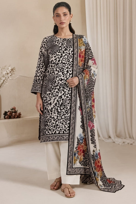 Maneeha Unstitched Printed Linen 3 Pc