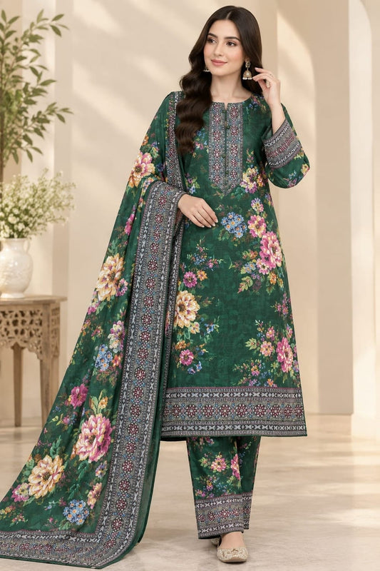 Meerak Embroidered Stiched 3 Piece With Pashmina Shawl