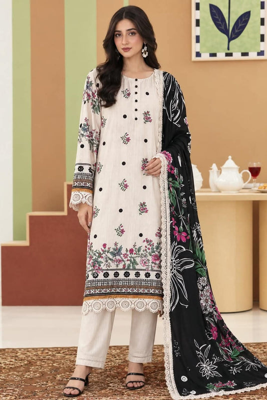 Rabbi Unstitched Printed Linen 3pc