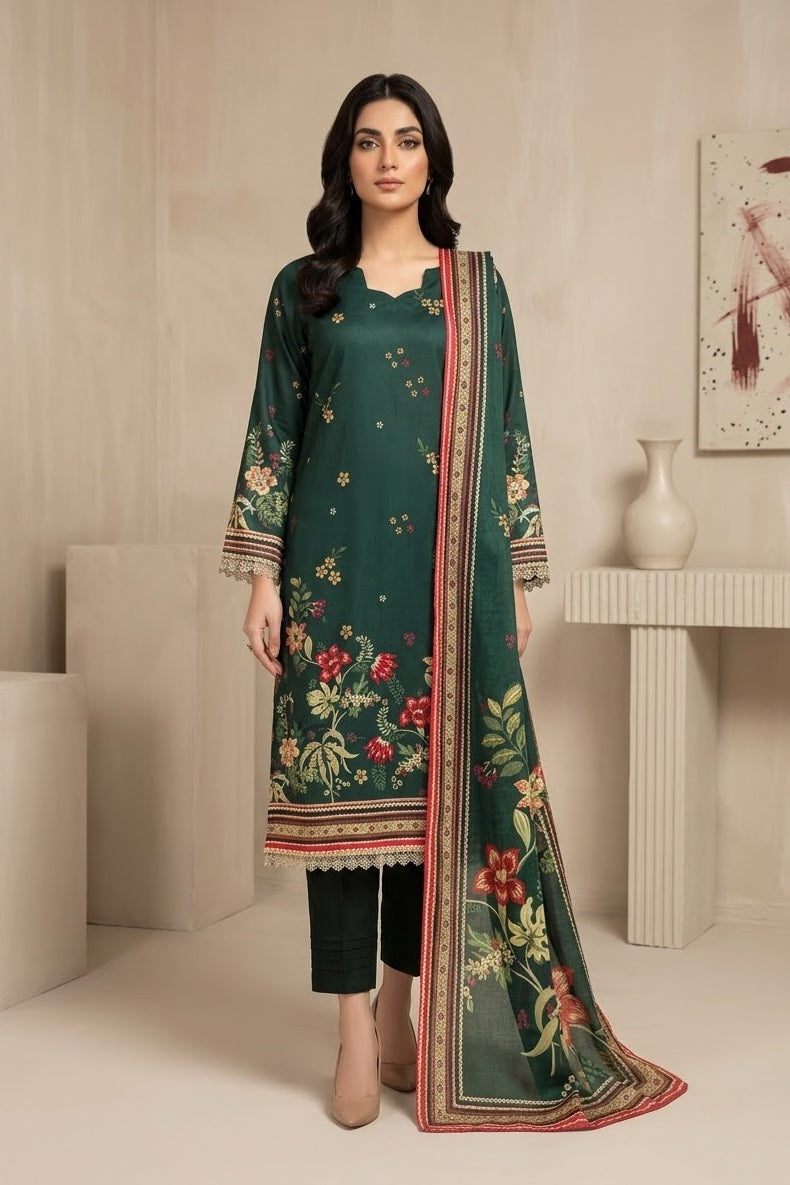 Zirwa Unstitched Printed Lawn 3pc
