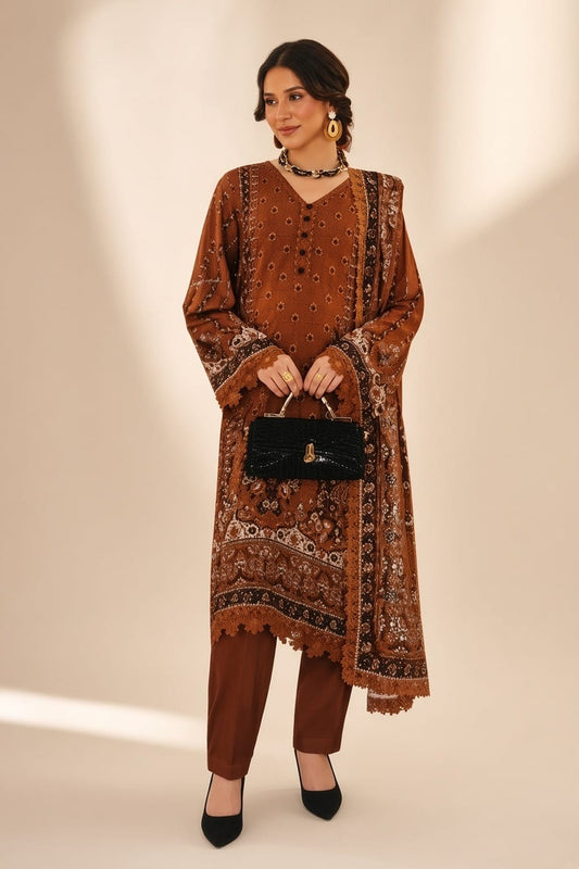 Rabbi Unstitched Printed Linen 3pc