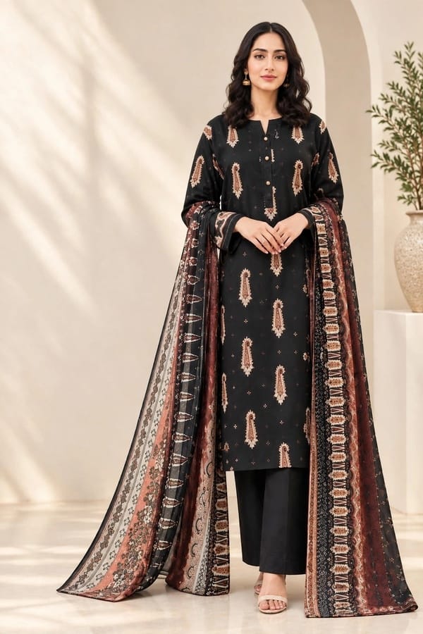 Nishat Unstitched Printed Lawn 3pc