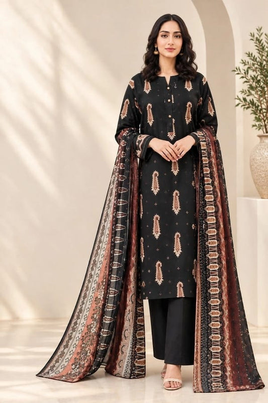 Nishat Unstitched Printed Lawn 3pc