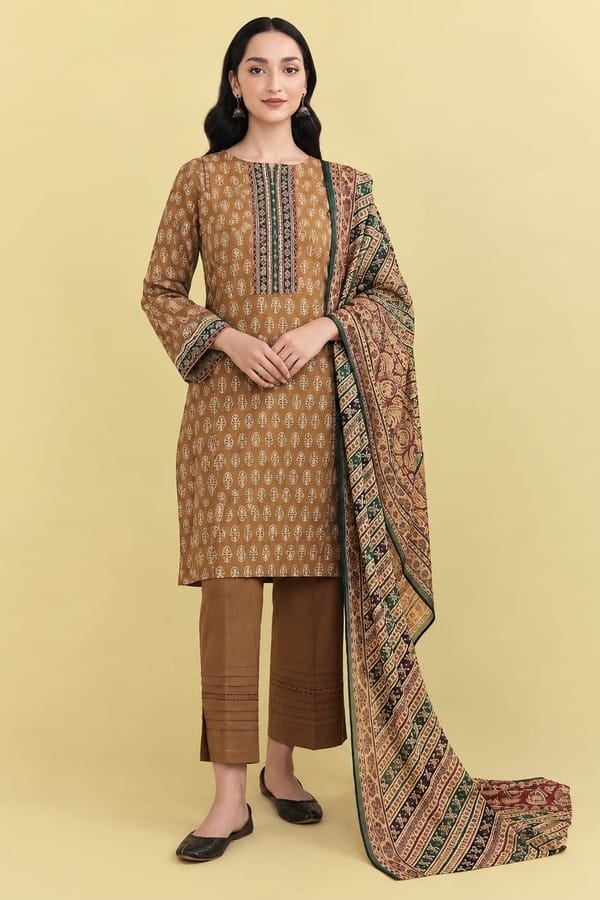 Nishat Unstitched Printed Lawn 3pc
