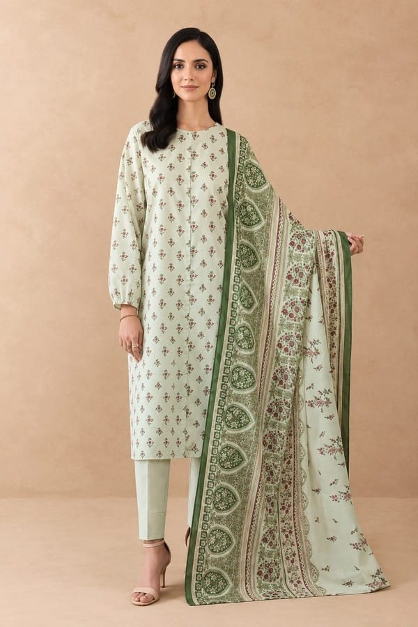 Nishat Unstitched Printed Lawn 3pc